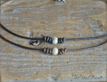 Load image into Gallery viewer, Leather Choker with Natural Stones - The Bead Farm
