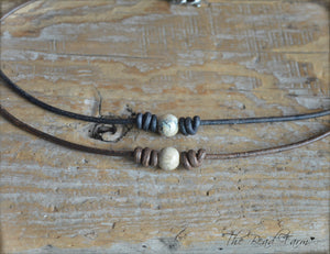 Leather Choker with Natural Stones - The Bead Farm