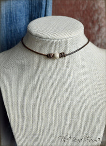 Leather Choker with Natural Stones - The Bead Farm