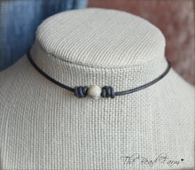 Load image into Gallery viewer, Leather Choker with Natural Stones - The Bead Farm
