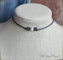 Load image into Gallery viewer, Leather Choker with Natural Stones - The Bead Farm
