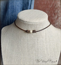 Load image into Gallery viewer, Leather Choker with Natural Stones - The Bead Farm
