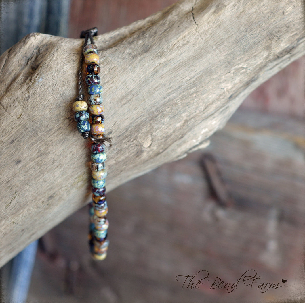 Adjustable Yoga Style Hippie Bracelet with 6/0 Miyuki Glass Seed Beads