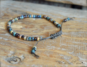 Adjustable Yoga Style Hippie Bracelet with 6/0 Miyuki Glass Seed Beads