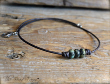 Load image into Gallery viewer, Unisex Leather Choker with Natural Stones - The Bead Farm
