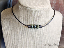 Load image into Gallery viewer, Unisex Leather Choker with Natural Stones - The Bead Farm
