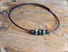 Load image into Gallery viewer, Unisex Leather Choker with Natural Stones - The Bead Farm
