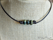 Load image into Gallery viewer, Unisex Leather Choker with Natural Stones - The Bead Farm
