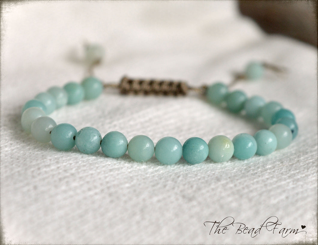 Amazonite Bracelet - Adjustable Yoga Bracelet - The Bead Farm