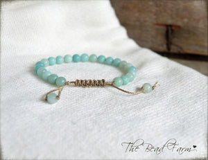 Amazonite Bracelet - Adjustable Yoga Bracelet - The Bead Farm