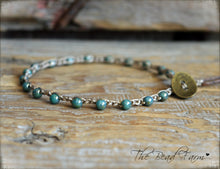 Load image into Gallery viewer, Hand Crocheted Boho Style anklet with teal beads - The Bead Farm
