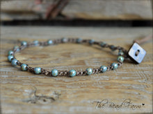 Load image into Gallery viewer, Hand Crocheted Boho Style anklet with denim beads - The Bead Farm
