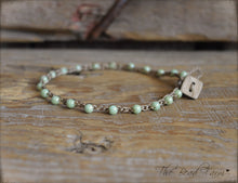 Load image into Gallery viewer, Hand Crocheted Boho Style anklet with mint beads - The Bead Farm
