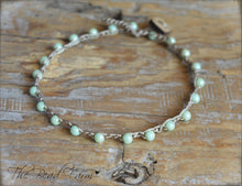 Load image into Gallery viewer, Hand Crocheted Boho Style anklet with mint beads - The Bead Farm
