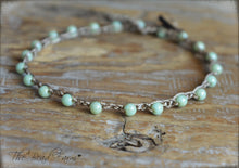 Load image into Gallery viewer, Hand Crocheted Boho Style anklet with mint beads - The Bead Farm
