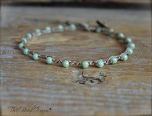 Load image into Gallery viewer, Hand Crocheted Boho Style anklet with mint beads - The Bead Farm
