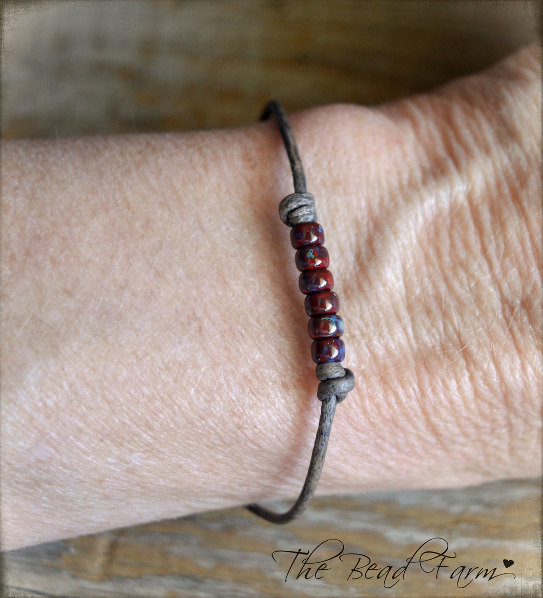 Cutie Picasso Leather Bracelet - Red