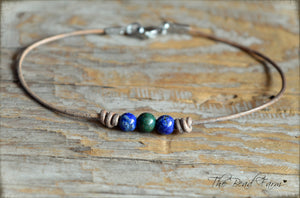 Leather Anklet with Natural Stones - Boho Style Anklet for Women - The Bead Farm