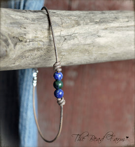 Leather Anklet with Natural Stones - Boho Style Anklet for Women - The Bead Farm