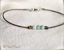 Load image into Gallery viewer, Leather Anklet with Natural Stones - Boho Style Anklet for Women - The Bead Farm
