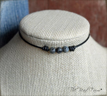 Load image into Gallery viewer, Leather Choker with Natural Stones - Boho Style Choker Necklace for Women - The Bead Farm
