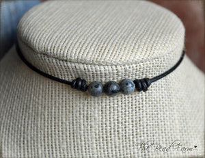 Leather Choker with Natural Stones - Boho Style Choker Necklace for Women - The Bead Farm