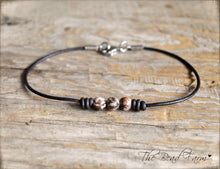 Load image into Gallery viewer, Leather Anklet with Natural Stones- Boho Style Anklet for Women - The Bead Farm
