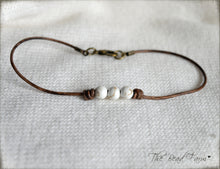 Load image into Gallery viewer, Leather Anklet with Natural Stones - Boho Style Anklet for Women - The Bead Farm
