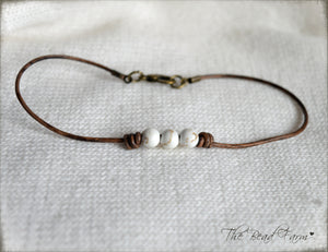 Leather Anklet with Natural Stones - Boho Style Anklet for Women - The Bead Farm