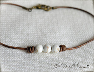 Leather Anklet with Natural Stones - Boho Style Anklet for Women - The Bead Farm