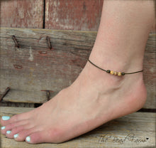 Load image into Gallery viewer, Leather Anklet with Natural Stones - Boho Style Anklet for Women - The Bead Farm
