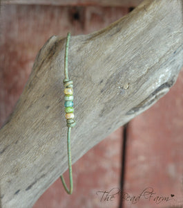 Cutie Picasso Leather Choker - Canary, Olivine, Chartreuse blend