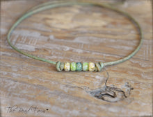 Load image into Gallery viewer, Cutie Picasso Leather Choker - Canary, Olivine, Chartreuse blend
