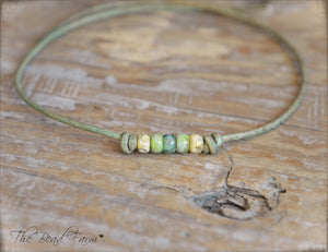 Cutie Picasso Leather Choker - Canary, Olivine, Chartreuse blend