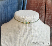 Load image into Gallery viewer, Cutie Picasso Leather Choker - Canary, Olivine, Chartreuse blend
