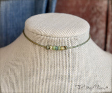 Load image into Gallery viewer, Cutie Picasso Leather Choker - Canary, Olivine, Chartreuse blend
