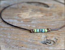 Load image into Gallery viewer, Cutie Picasso Leather Bracelet - Chartreuse, Turquoise, Olivine Blend
