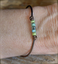 Load image into Gallery viewer, Cutie Picasso Leather Bracelet - Chartreuse, Turquoise, Olivine Blend
