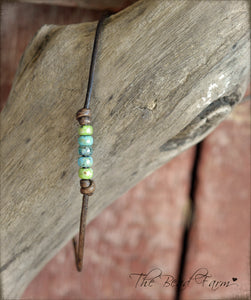 Cutie Picasso Leather Bracelet - Chartreuse, Turquoise, Olivine Blend