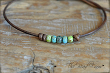 Load image into Gallery viewer, Cutie Picasso Leather Bracelet - Chartreuse, Turquoise, Olivine Blend
