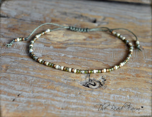 Handmade Dainty Adjustable Yoga Style String Bracelet -or- Anklet