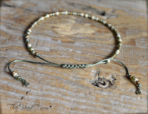 Handmade Dainty Adjustable Yoga Style String Bracelet -or- Anklet