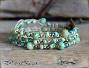 Summer Wrap Bracelet in Beach Colors - Crocheted Bead Bracelet  - The Bead Farm