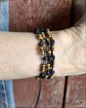 Load image into Gallery viewer, Knotted Leather Triple Wrap Bracelet with Picasso Beads - The Bead Farm
