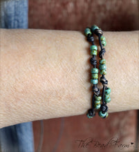 Load image into Gallery viewer, Knotted Leather Double Wrap Bracelet with Picasso Beads - The Bead Farm
