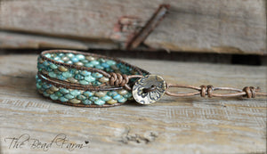 Leather Bracelet Wrap - Superduo Wraps - The Bead Farm