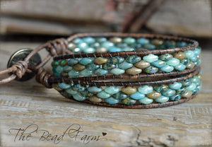 Leather Bracelet Wrap - Superduo Wraps - The Bead Farm