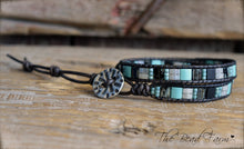 Load image into Gallery viewer, Beaded Leather Wrap Bracelets - Tile Wraps - The Bead Farm
