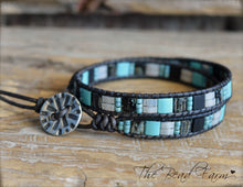 Load image into Gallery viewer, Beaded Leather Wrap Bracelets - Tile Wraps - The Bead Farm
