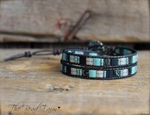 Load image into Gallery viewer, Beaded Leather Wrap Bracelets - Tile Wraps - The Bead Farm
